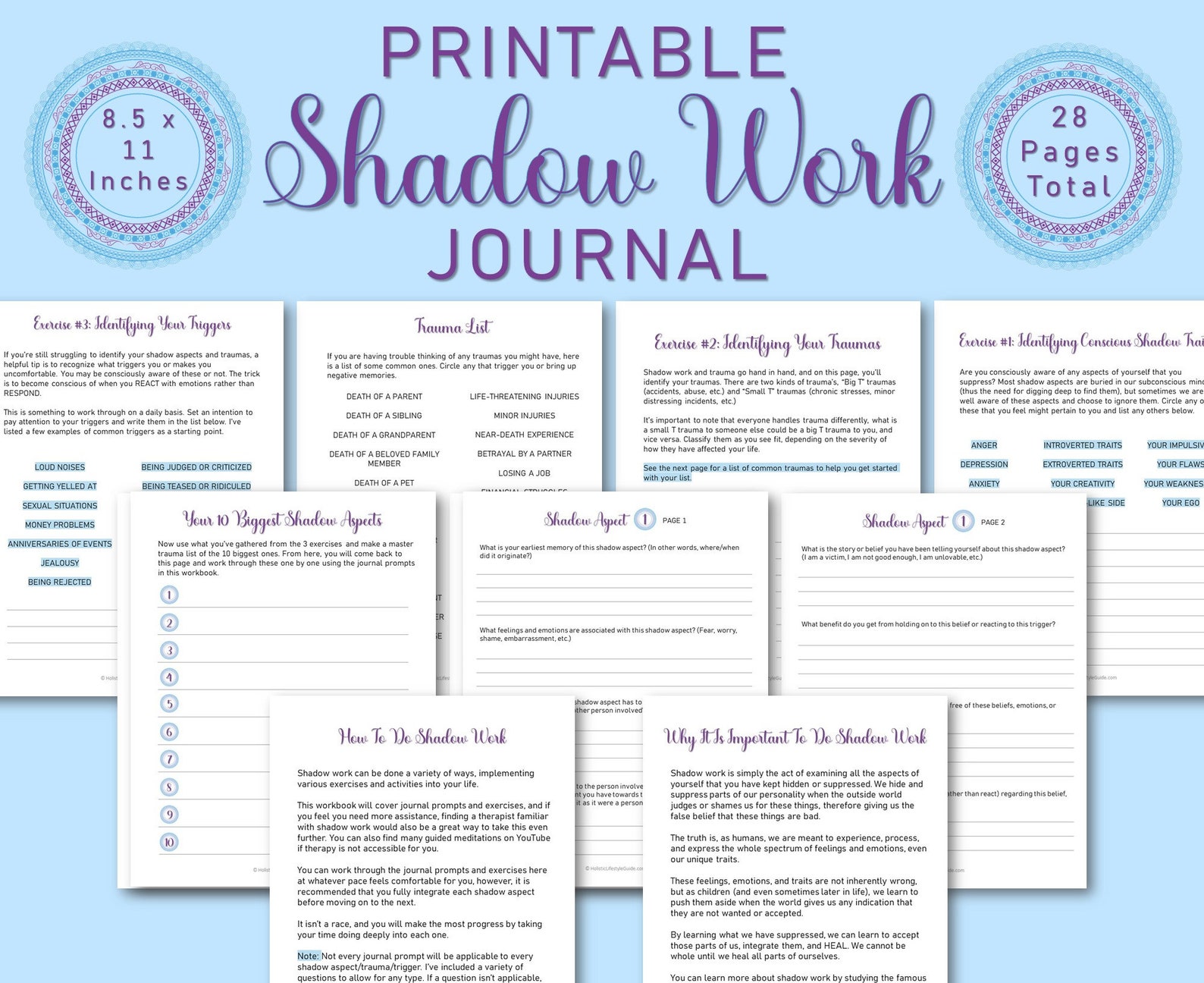 Printable Shadow Work Journal Shadow Work Workbook Trauma Etsy