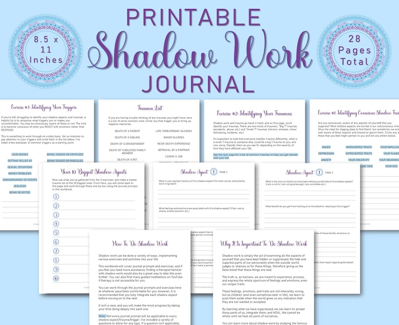 Printable Shadow Work Journal Shadow Work Workbook Trauma Etsy Printable Shadow Work Journal Shadow Work Workbook Trauma Etsy