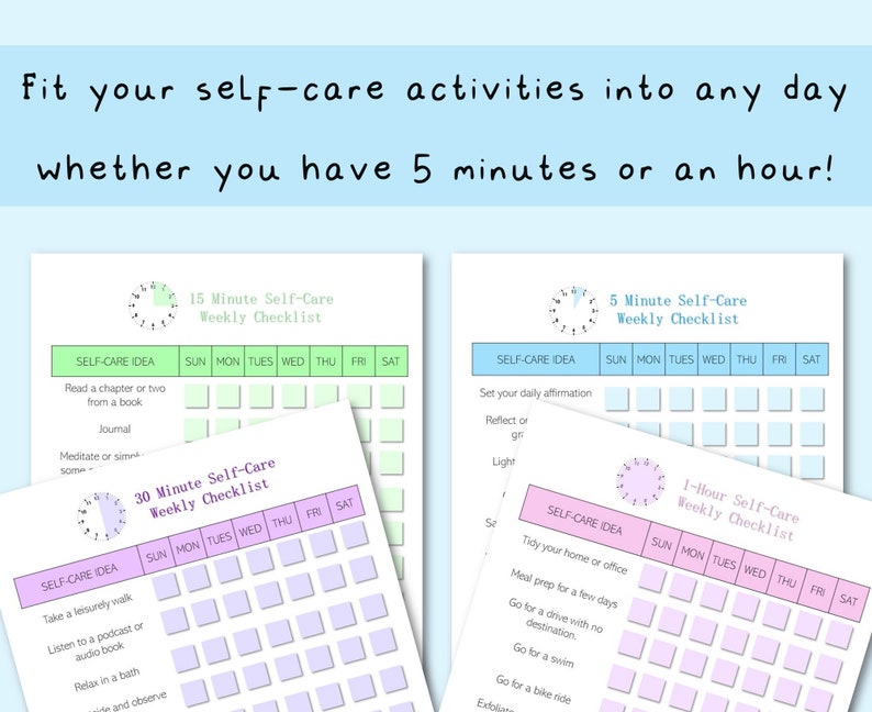 Printable Self Care Checklist, Daily Self Care, Weekly Self Care, Self ...