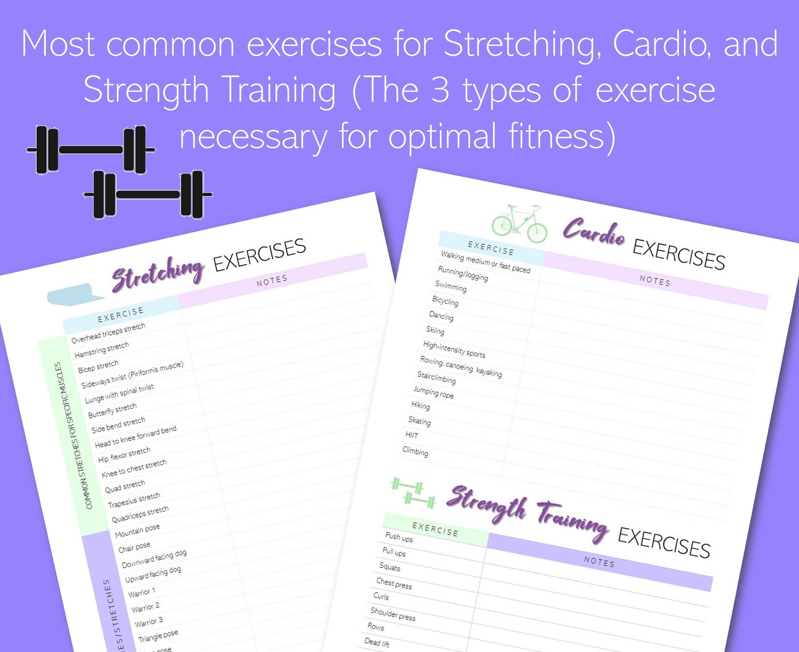 Fitness Planner Printable, Exercise Planner, Fitness Tracker, Exercise ...
