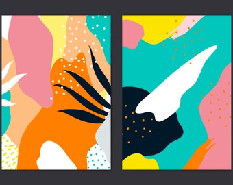 Art Print Set of 2, Drawing Wall Art, Living Room Wall Art, Draw Illustration, Art Poster Set