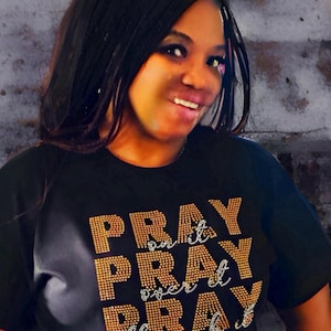 Frauen Christian Prayer Zitat Motivations Strass Bling T Shirt.