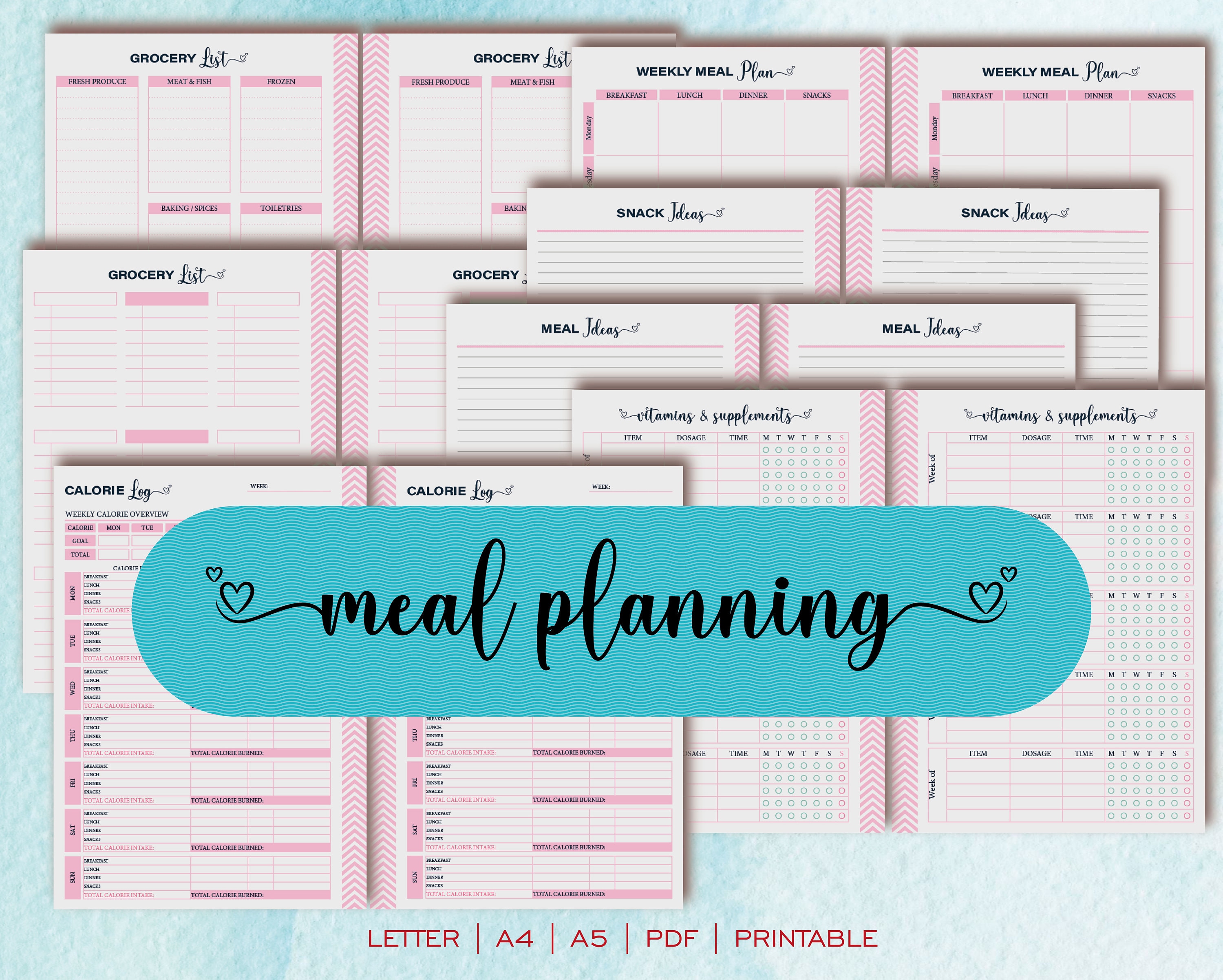 Weekly meal planner printable grocery list printable weekly menu