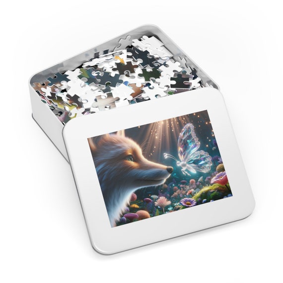 魔法の庭のキツネとクリスタルの蝶のジグソーパズル - Etsy 日本