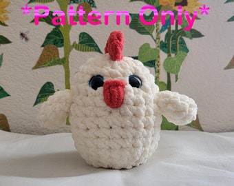 SOLO PATRÓN Chubby Buddy Chicken/ pollo a crochet/ patrón de peluche de pollo/ patrón de crochet fácil y rápido