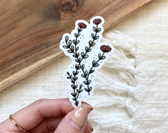 WHOLESALE 25 Pack | Red Flowers | Sticker | Laptop, Water Bottle, Journal | Flowers