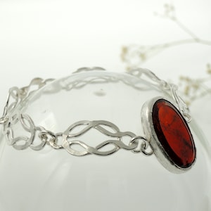 Garnet silver bracelet, Roman silver bracelet, ancient style bracelet, pure silver, artisan jewerly, made in Italy.