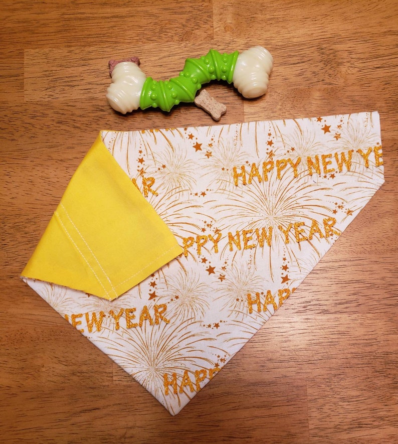 Happy New Year dog Bandana Reversible Dog bandana Over the | Etsy