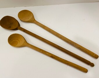 Vintage Walnut Wood Utensil Rustic Unfinished