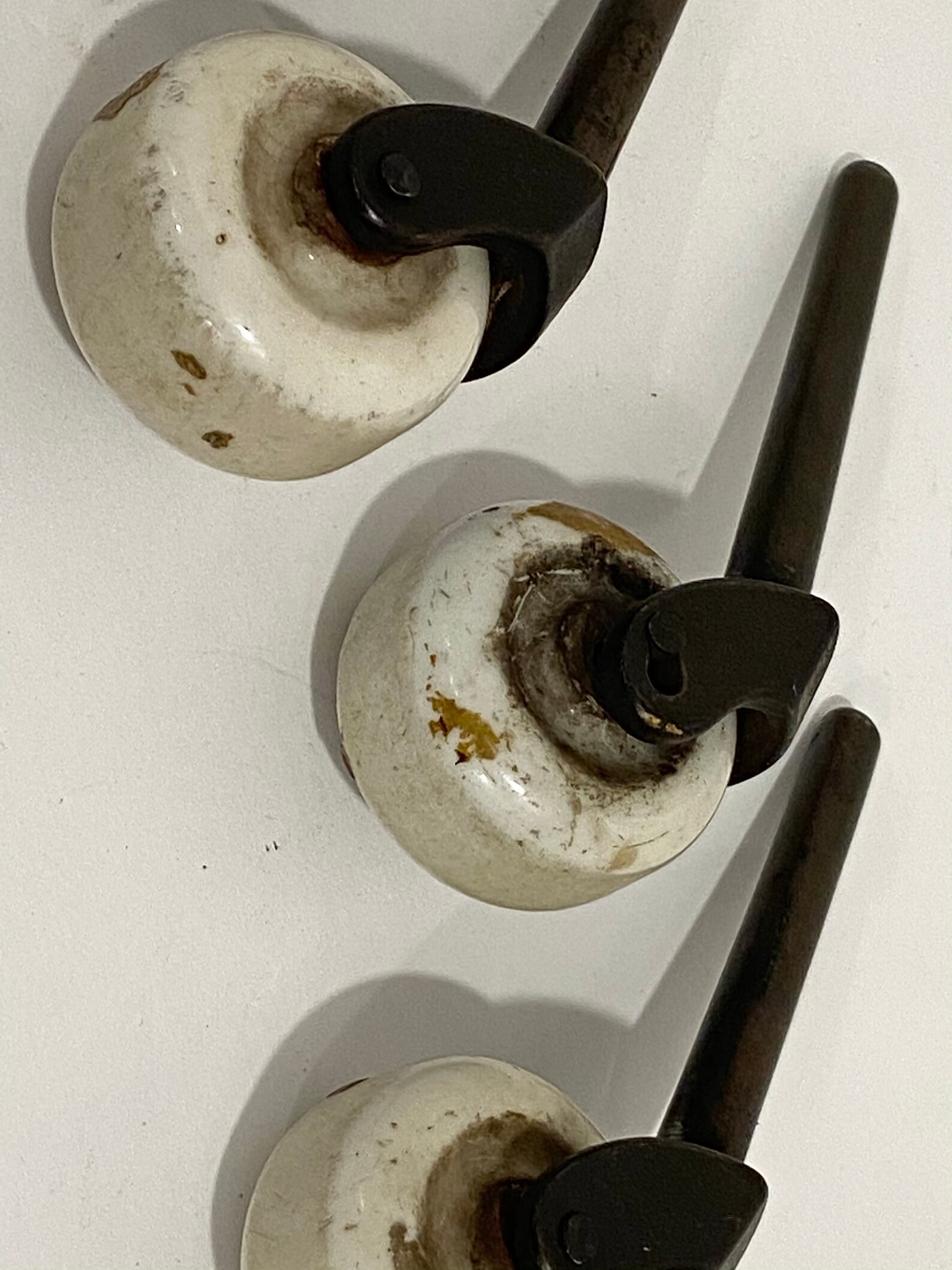 Antique Furniture Wheels Rustic Cast Iron & Porcelain Casters Etsy