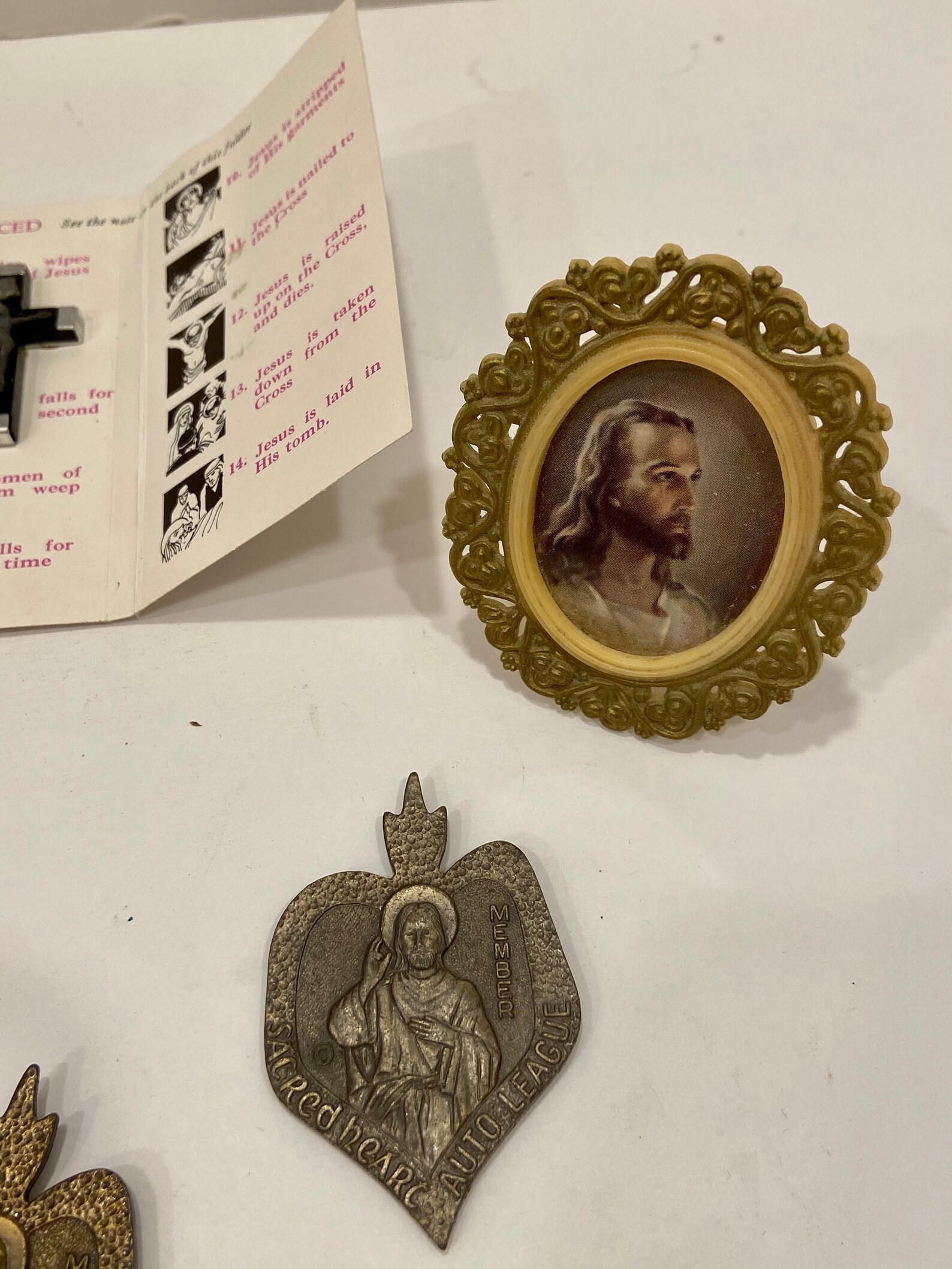 Vintage Religious Items Catholic Prayer Tokens Cross Leather Etsy