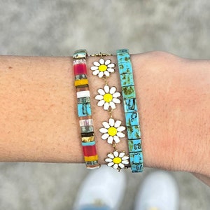 LAZY DAISY™ - Set of 3 | Tila Bead Bracelet Stack, Beaded Bracelet | Most Popular Bracelet Stack | Cute Bohemian Bracelet