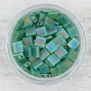 Miyuki Tila Beads TL0146FR - Frosted Green Tila Beads | 10 GRAMS of Tila Beads | Mack and Rex