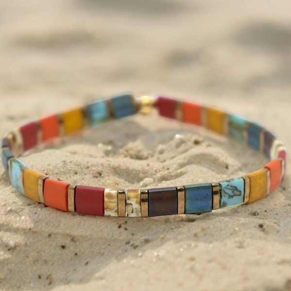 STAINED™ Handmade Bracelet | Bohemian Tila Bracelet | Waterproof Beaded Bracelet | Comfortable Stretch Bracelet | Mack and Rex Jewelry