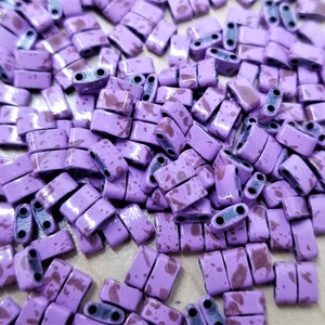 Miyuki Half Tila Beads HTL6835SP - Purple Picasso Half Tila Beads | 10 GRAMS of Half Tila Beads | Mack and Rex