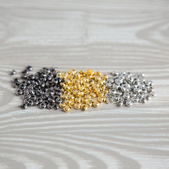 4mm Silver Crimp Covers, 4mm Gunmetal Crimp Covers, 4mm Gold Crimp