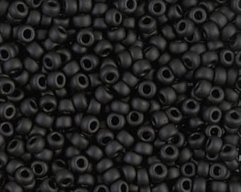 Matte Black 11/0 Round Seed beads || RR11-0401F || Black Miyuki Rocaille 11/0  ||  Wholesale black 11/0 round glass beads