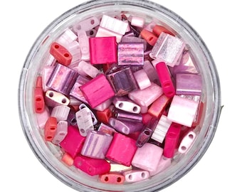 Pink Tila Beads | Tila Bead Mix | LOVE SPELL | Pink Tila Bead Mixes | Miyuki Tila Beads | Pink and Purple Tila Beads | Valentines Bead Mix