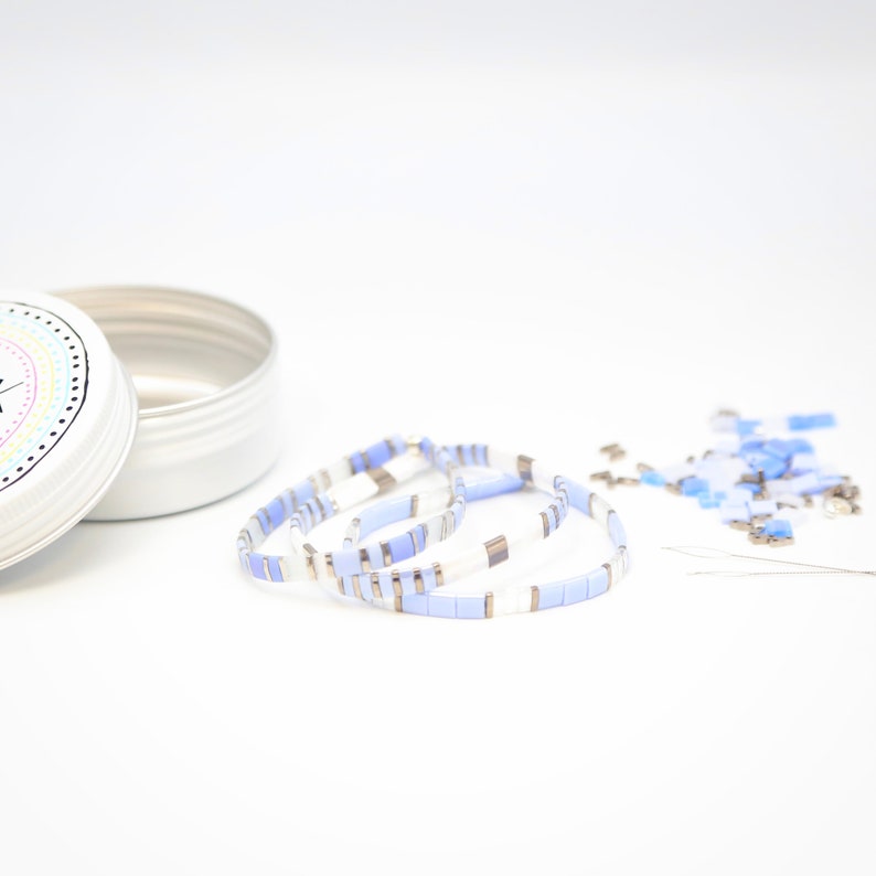 image of the Lavender Sky DIY Bracelet Kit and some bracelets on a white surface











Lavender Sky DIY Bracelet Kit | Makes 3 Stackable Bracelets | Tila Bead Jewelry Making Kit for Women Teens | Craft Gift for Holidays