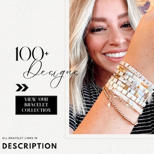 a woman with blonde hair wearing some of our bracelet collection.











STAINED Handmade Bracelet | Bohemian Tila Bracelet | Waterproof Beaded Bracelet | Comfortable Stretch Bracelet | Mack and Rex Jewelry