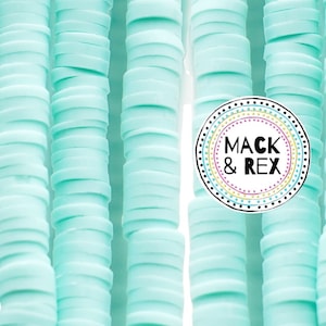 Mint | African Vinyl Beads 6mm BEAUTIFUL Soft AFRICAN Colored VINYL Heishi beads Clay Disc - 16 inch strand