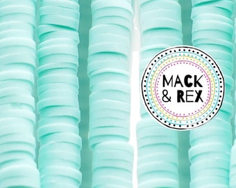 Mint | African Vinyl Beads 6mm BEAUTIFUL Soft AFRICAN Colored VINYL Heishi beads Clay Disc - 16 inch strand