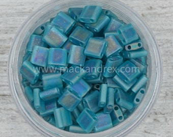 Miyuki Tila Beads TL2105FR - Dark Matte Aqua Tila Beads | 10 GRAMS of Tila Beads | Mack and Rex