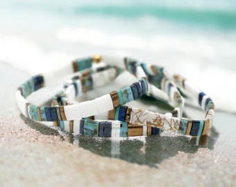 SHORES OF MAINE - Tila Bead Bracelets for Women | Stackable Beaded Bracelets | Beach Bracelets | Stretch Bracelets || Mack and Rex