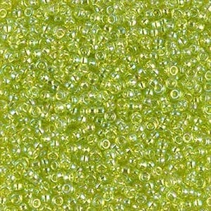 Miyuki Rocaille 11/0 Seed Beads | Transparent Chartreuse AB 11/0 Seed Beads |  RR11-0258