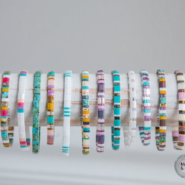 Pulseras de playa para mujer / Pulseras playeras bonitas / Pulseras de cuentas para mujer / Pulseras de cuentas bohemias / Pulsera Tila de Mack and Rex