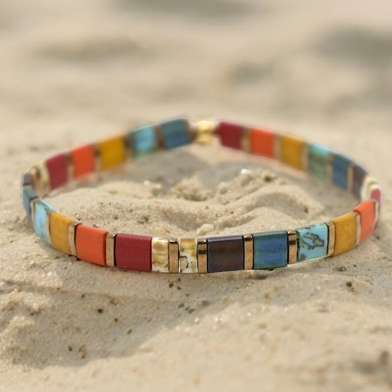 STAINED™ Handmade Bracelet | Bohemian Tila Bracelet | Waterproof Beaded Bracelet | Comfortable Stretch Bracelet | Mack and Rex Jewelry