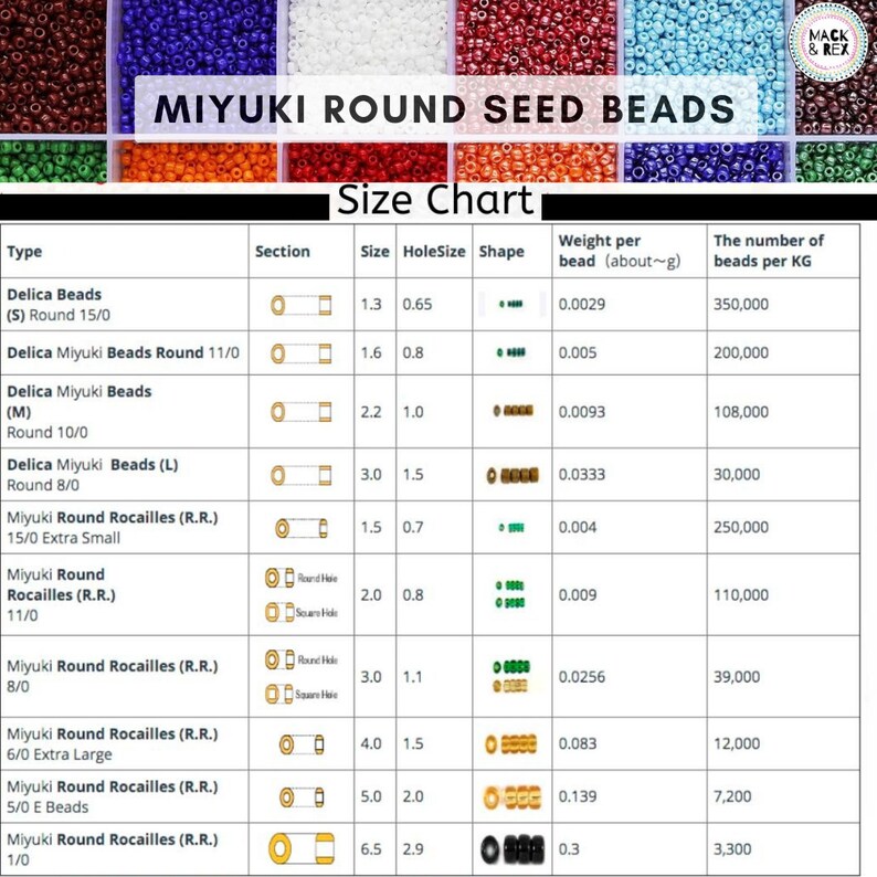 a table with different types of seed beads