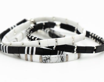 SHOWSTOPPER set of 4 BRACELETS - Stretch Tila Bead Bracelet Set | Stackable Bracelets for Women | Boho Beaded Bracelets | Mack & Rex