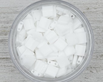 Matte White tila beads, TL0402FR, Miyuki Matte white Tila tiles, Matte white Miyuki tila beads | TL0402FR
