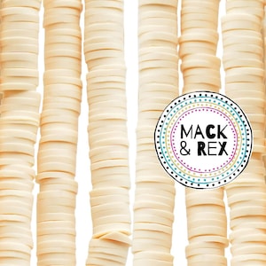 Bisque | African Vinyl Beads 6mm BEAUTIFUL Soft AFRICAN Colored VINYL Heishi beads Clay Disc - 16 inch strand
