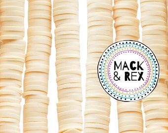 Bisque | African Vinyl Beads 6mm BEAUTIFUL Soft AFRICAN Colored VINYL Heishi beads Clay Disc - 16 inch strand