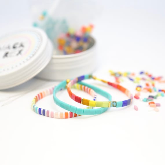 DIY Bracelet Making Kit | Makes 3 Bracelets | Beaded Bracelet Kit | Tila Bead Bracelet Kit | Jewelry Making Kit | Adults & Kids Craft Beads
