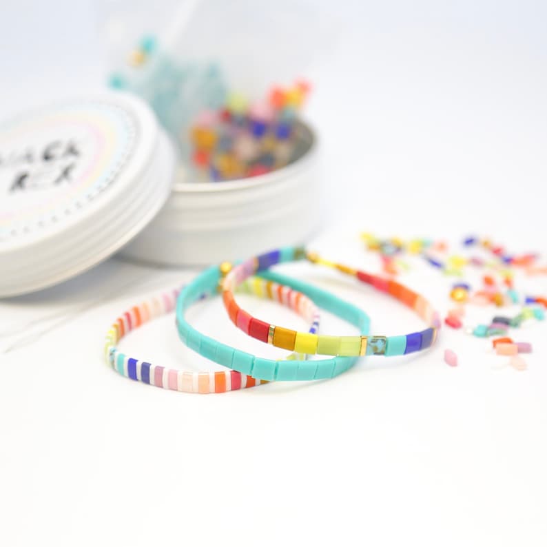 image of the DIY Bracelet Making Kit and some bracelets on a white surface







DIY Bracelet Making Kit | Makes 3 Bracelets | Beaded Bracelet Kit | Tila Bead Bracelet Kit | Jewelry Making Kit | Adults & Kids Craft Beads
