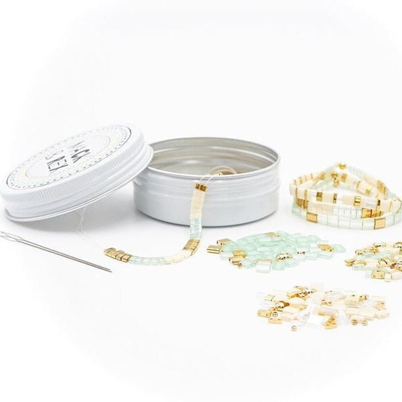 image of the DIY Bracelet Making Kit and some bracelets on a white surface







DIY Bracelet Making Kit | Makes 3 Bracelets | Beaded Bracelet Kit | Tila Bead Bracelet Kit | Jewelry Making Kit | Adults & Kids Craft Beads
