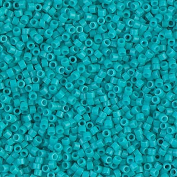 Dyed Semi-Frosted Opaque Turquoise Green Miyuki Delica Beads 11/0 | DB0793 | Wholesale Miyuki Seed Beads for Jewelry Making