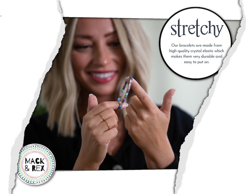 an image a lady with the bracelet showing a feature of our bracelet - Our bracelets are stretchy!













Shoreline Mix & Match Tila Bead Bracelets for Women | High Quality Stacking Bracelet | Boho Stretch Bracelet | Waterproof Miyuki Tila Beads