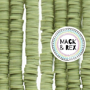 Sea Green | African Vinyl Beads 6mm BEAUTIFUL Soft AFRICAN Colored VINYL Heishi beads Clay Disc - 16 inch strand