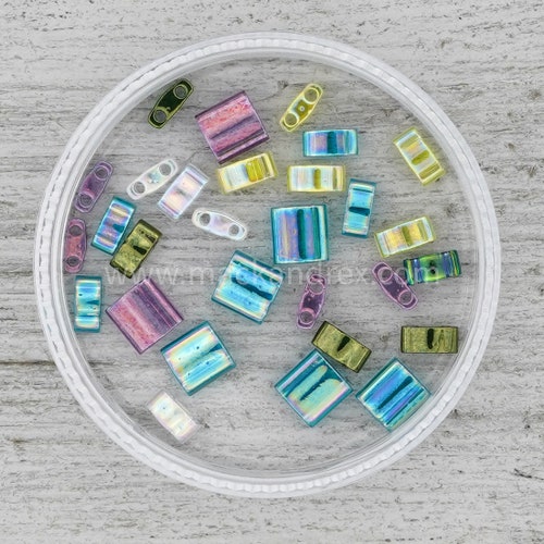 Green and Purple Tila Bead Mix Mermaid Color Beads Tila Bead Etsy