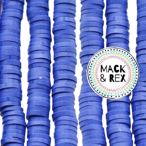 Cobalt | African Vinyl Beads 6mm BEAUTIFUL Soft AFRICAN Colored VINYL Heishi beads Clay Disc - 16 inch strand