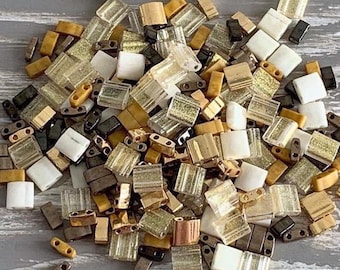 Mezcla de cuentas Tila de Miyuki doradas / GOLD DIGGER / Cuentas Tila doradas / Mezclas de cuentas Tila de Miyuki / Azulejos Tila de Miyuki para hacer pulseras / Tila dorada de Miyuki