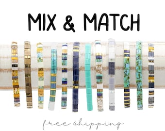 Shoreline Mix & Match Tila Bead Bracelets for Women | High Quality Stacking Bracelet | Boho Stretch Bracelet | Waterproof Miyuki Tila Beads