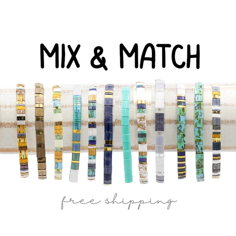 image of the Shoreline Mix & Match Tila Bead Bracelets in a white background














Shoreline Mix & Match Tila Bead Bracelets for Women | High Quality Stacking Bracelet | Boho Stretch Bracelet | Waterproof Miyuki Tila Beads