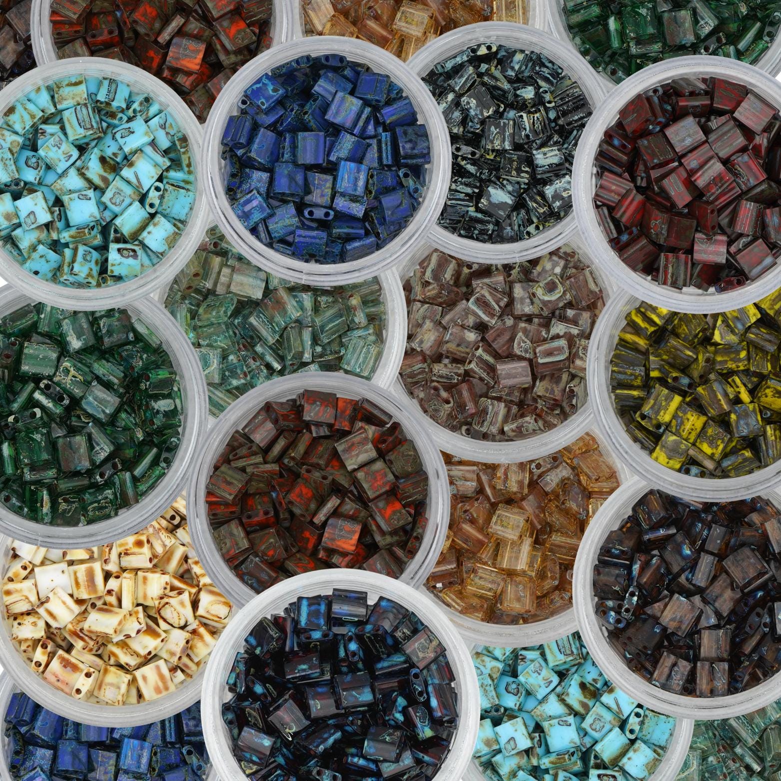 Picasso Tila Beads | Miyuki Tila Beads  | Flat Square beads | Miyuki Picasso Tila Beads | TL4514, TL4518, TL4511, TL4512 | Mack & Rex