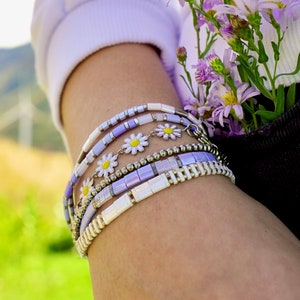 SOPHIE™ - Set of 3 Stretchy Tila Bead Bracelets Stack | Waterproof Bracelets for Women, Girls, Teens | Glass Beaded Bracelets | Boho Style