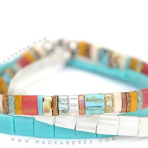 BEACH BUM - Bracelet en perles pour femme | Bracelets Tila pour fille populaires | Bracelets bohèmes | Bracelets empilables colorés || Mack et Rex